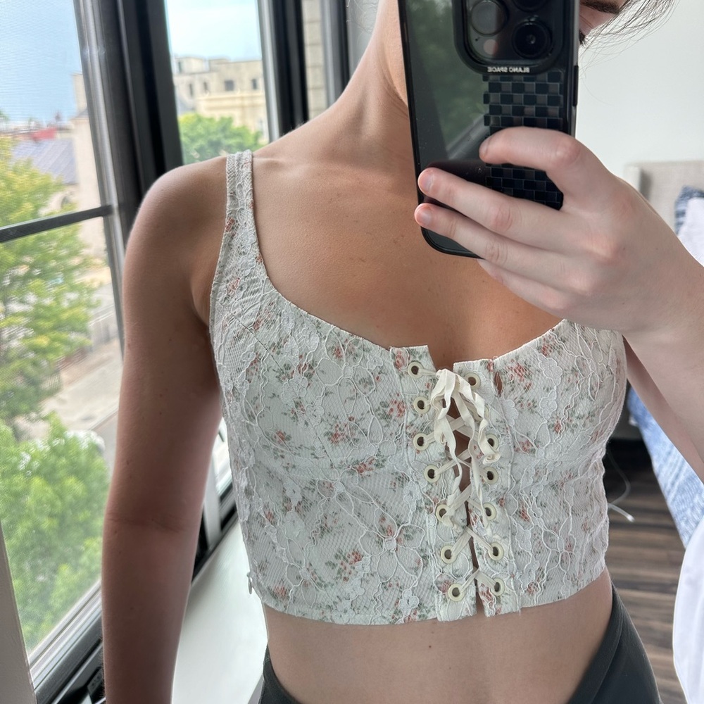 Lace Floral Coset Style Top